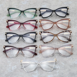 Montatura per occhiali anti luce blu TR90 cat-eye con accenti metallici dorati eleganti