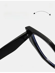 Macro shot of durable metal hinge on black cat eye thick frame stylish glasses