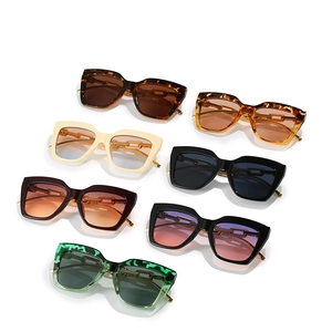 Fashionable oversized square sunglasses with gold chain temples in seven color variants