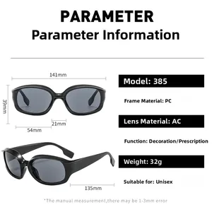 Detailed technical specifications and dimensions for these retro oval frame sunglasses