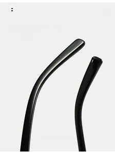 Detail of curved temples on black square sunglasses for comfortable ergonomic wear