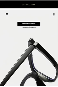Detail of high-elastic TR90 cat-eye glasses frame featuring lightweight flexible hinges