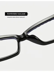 Detail of comfortable integrated nose pads on black TR90 cat eye glasses frame