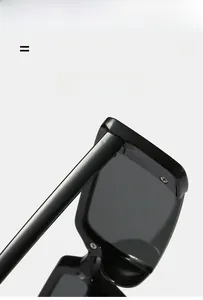 Detail view of durable metal hinges on lightweight black semi-rimless sunglasses