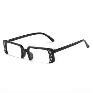 Chic semi-rimless sunglasses with rhinestone accents and black rectangular frames