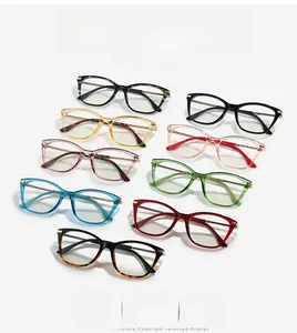 Diverses montures de lunettes œil de chat en TR90 avec branches métalliques dorées