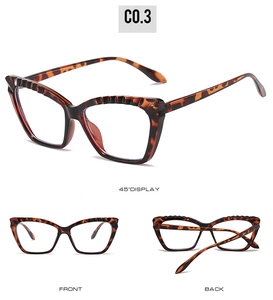 Cat eye TR90 glasses frame in tortoiseshell finish with blue light blocking lenses