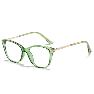 Monture De Lunettes Œil De Chat Pour Femmes Anti Lumière Bleue TR90 Métal Charnière À Ressort Mode Verres Clairs
