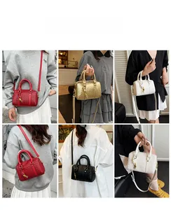 Quilted Boston bags in multiple colors shown with hand-carry and crossbody styling