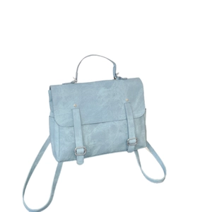 Borsa a mano azzurra in pelle PU opaca per donna con eleganti fibbie in metallo argento