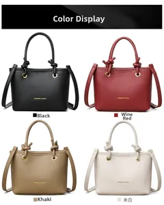 Litchi pattern crossbody bags in black wine red khaki and off-white color options