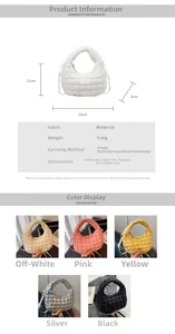 Detailed dimensions and color selection of quilted puffer mini bag with bubble texture