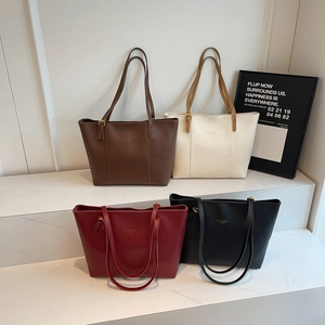 Large Capacity PU Leather Tote Bag For Women New Fashion High Quality Commuter Shoulder Crossbody Handbag With Zipper