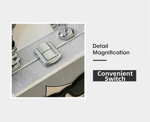 Detail magnification of the stylish silver textured box bag with an easy-to-use metal lock