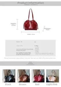 Tableau des tailles pour grand sac cabas avec dimensions 33x27x14cm et détails en PU