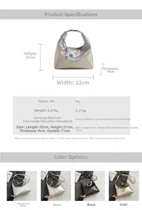 Tableau des tailles et détails techniques pour le sac à main en cuir PU souple