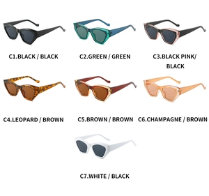 Collection of seven vintage cat-eye sunglasses in multiple colors and finishes