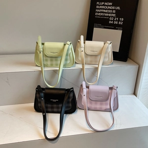 Checkered Underarm Bag PU Leather Flap Crossbody Shoulder Purse Minimalist Urban Style For Women Chic Daily Commute