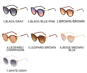 Detailed collection of vintage cat-eye sunglasses in seven trendy color combinations
