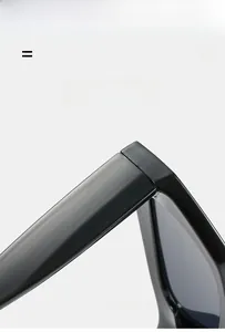 Détail des lunettes de soleil œil-de-chat noires légères avec monture super élastique