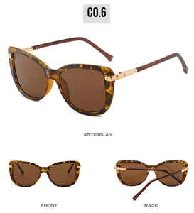 Three views of cat-eye sunglasses featuring dark tortoiseshell frames and gold metal temple accents