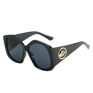 Lunettes De Soleil Polygonales Surdimensionnées Femmes Mode Géométrique Losange Protection UV400 Décor De Feuilles