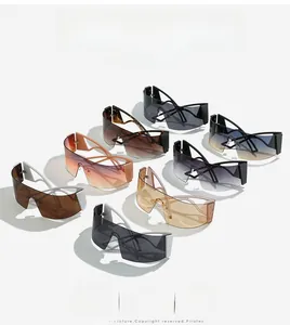 Multiple colors of futuristic rimless cyberpunk oversized shield sunglasses collection