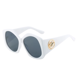 Lunettes de soleil oversize blanches avec accents métalliques dorés en forme de feuille