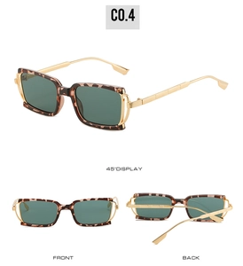 Detailed multi-view of rectangular tortoiseshell sunglasses with gold metal temples