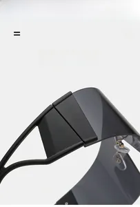 Detail of lightweight super elastic frame on cyberpunk futuristic wraparound sunglasses
