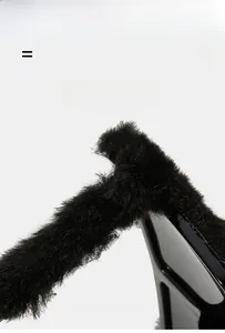 Detail of plush cat eye sunglasses frame showing lightweight and super elastic black material