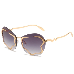 Lunettes De Soleil Sans Monture À Vagues Protection UV400 Cadre En Alliage Métallique Verres Dégradés Mode Pour Femmes