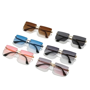 Frameless square gradient sunglasses for women featuring 6 assorted fashion lens colors