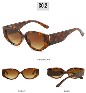 Multiple views of tortoise shell oval sunglasses with vintage cat-eye frames