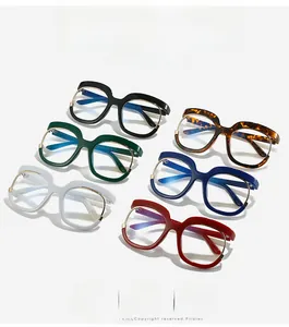 Macro display of six fashionable oversized eyewear frames in various trendy colors
