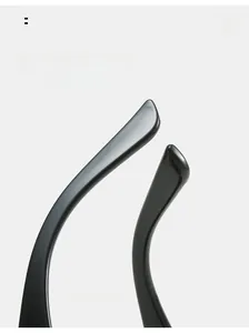 Detail of ergonomic curved black glossy sunglasses temple for comfortable wearing experience