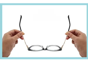 Detail of flexible TR90 cat-eye frame spring hinges for comfortable and durable fit
