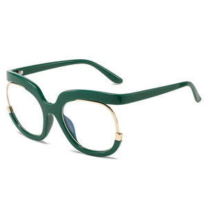 Women Oversized Eyeglasses Frame PC Metal Retro Geometric Anti Blue Light Fashion Optical Decorative Glasses Trend