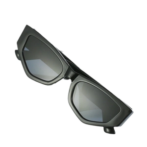 Modern geometric cat-eye sunglasses with thick black frame and dark lenses for women
