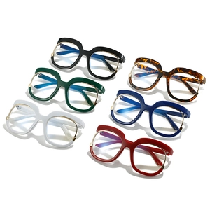 Set of stylish oversized square glasses in six colors with gold metal temple details