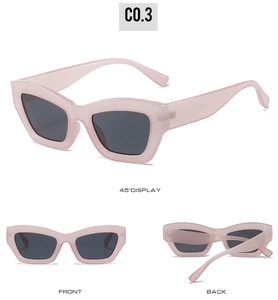 Detailed views of pink square frame sunglasses with dark grey polarized lenses