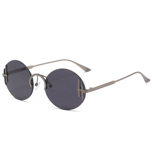 Lunettes De Soleil Rondes Sans Monture Protection UV400 Monture Métal Mode Pour Femmes Hommes Plein Air Voyage