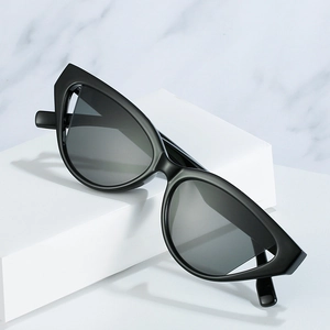 Classic black matte cat-eye sunglasses for women with retro stylish resin frames