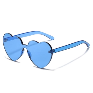 Heart Shaped Rimless Sunglasses One Piece Lens PC Plastic UV400 Protection Party Festival Beach Candy Color Eyewear