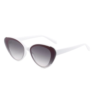 Fashionable white cat-eye sunglasses with gradient grey lenses for women