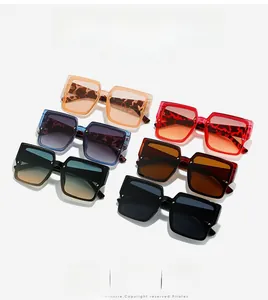 Detailed display of fashionable square frame sunglasses in six various lens colors