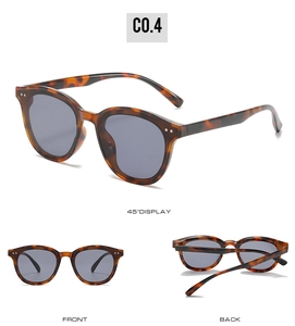Detailed multi-angle views of tortoise shell cat eye sunglasses with metal rivet accents