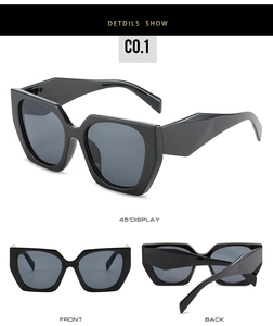 Detailed multi-angle views of black chunky square sunglasses with thick frames