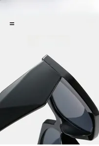 Detail view of glossy square frame sunglasses featuring lightweight flexible side temples