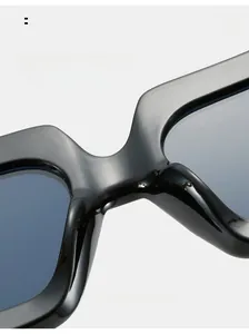 Close-up of comfortable integrated nose pads on square frame oversized sunglasses